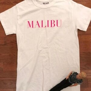 WHITE PINK MALIBU SHIRT BARBIECORE SUMMER BEACH